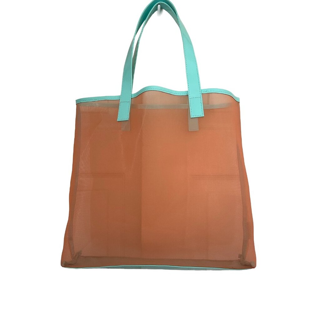Clinique Orange and Blue Mesh Tote Bag